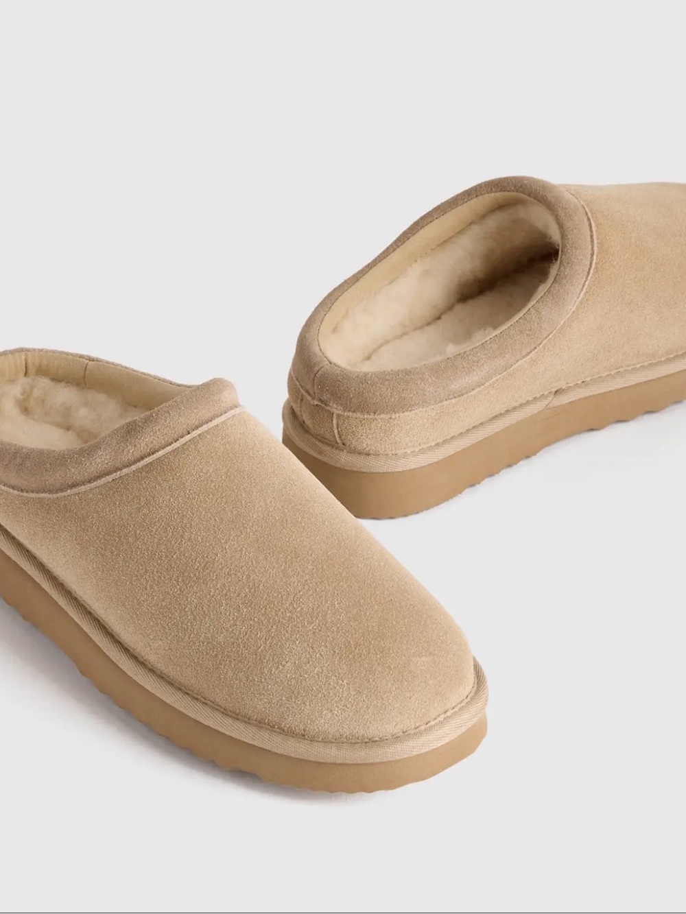 Quince Women's Suede Shearling-Lined Slip-On Mules - Light Sand